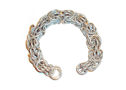 Rhodium Plated Mens Byzantine Chain